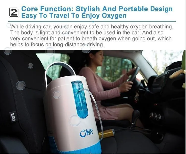 1-5L/Min 24hours continuous Portable Oxygen Concentrator With Battery With Trolley for Home Car Power Use