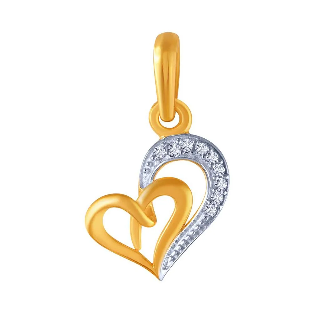 14k Gold Layered Bejewelled S Heart Pendant