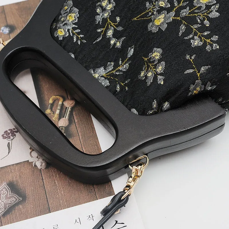 15.5cm Retro Purse Frame / Wood Handle Purse Frame With Screws 15.5x9.8cm