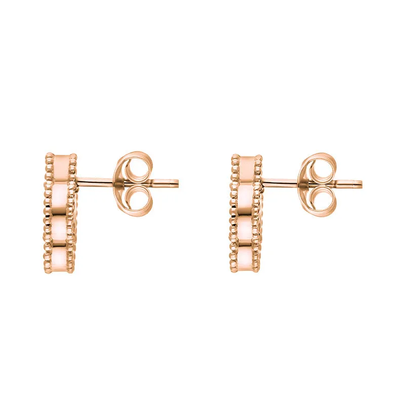 18ct Rose Gold Whitby Jet Bloom Four Leaf Clover Ball Edge Stud Earrings