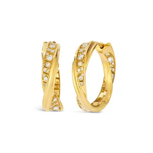 18k Dunas Yellow Gold Earring With 0.40 Cts Vs-Gh Diamonds