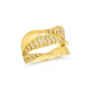 18k Dunas Yellow Gold Ring With 0.49 Cts Vs-Gh Diamonds