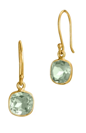 18k Gold Plated Green Amethyst 3.00 carat french wire earrings