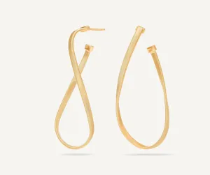 18K Yellow Gold Twisted Irregular Medium Hoops