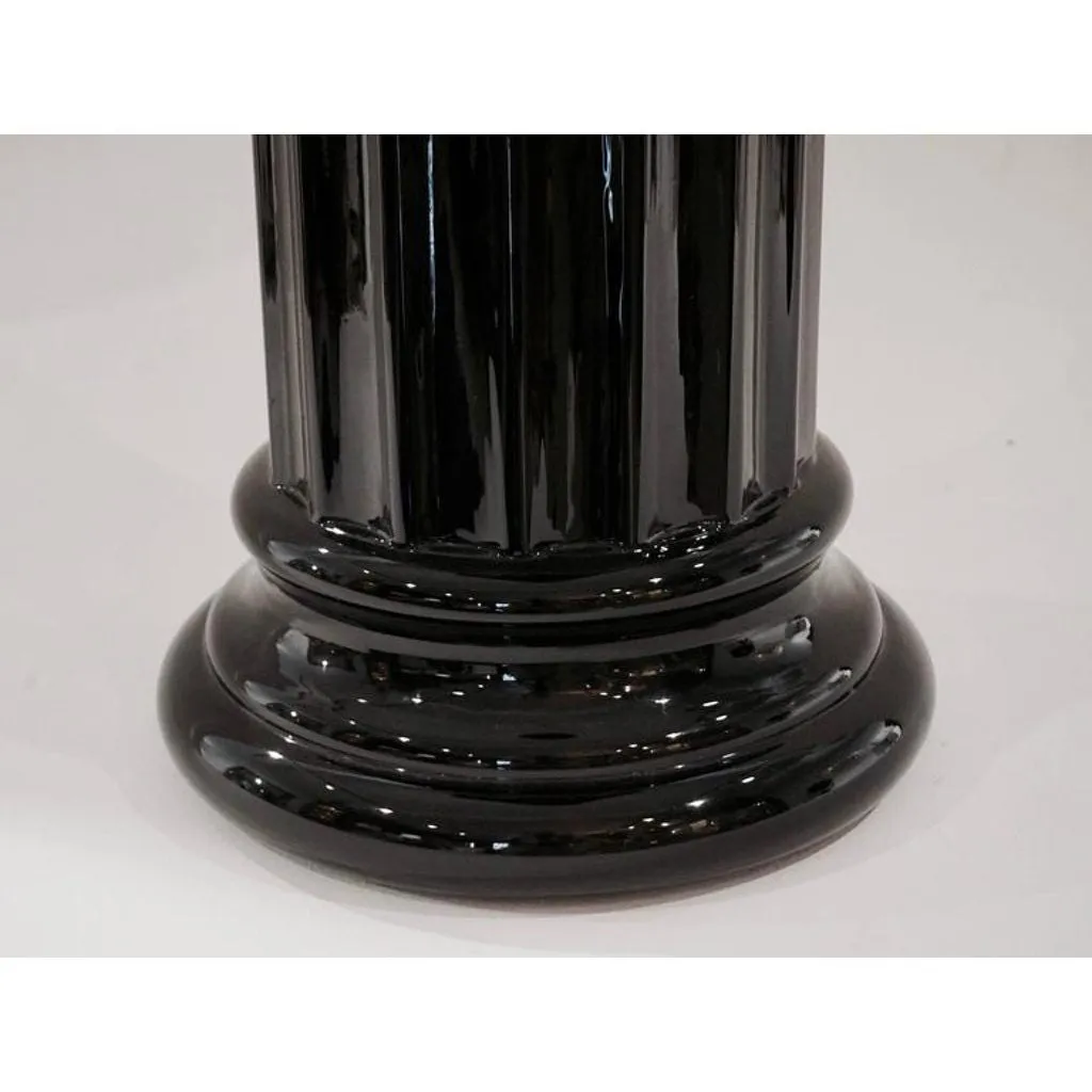 1960s Rare Italian Art Deco Black Glass Round Column