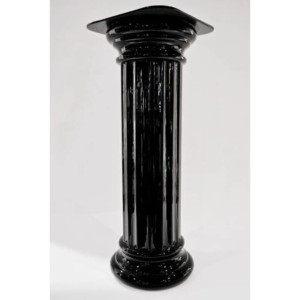 1960s Rare Italian Art Deco Black Glass Round Column