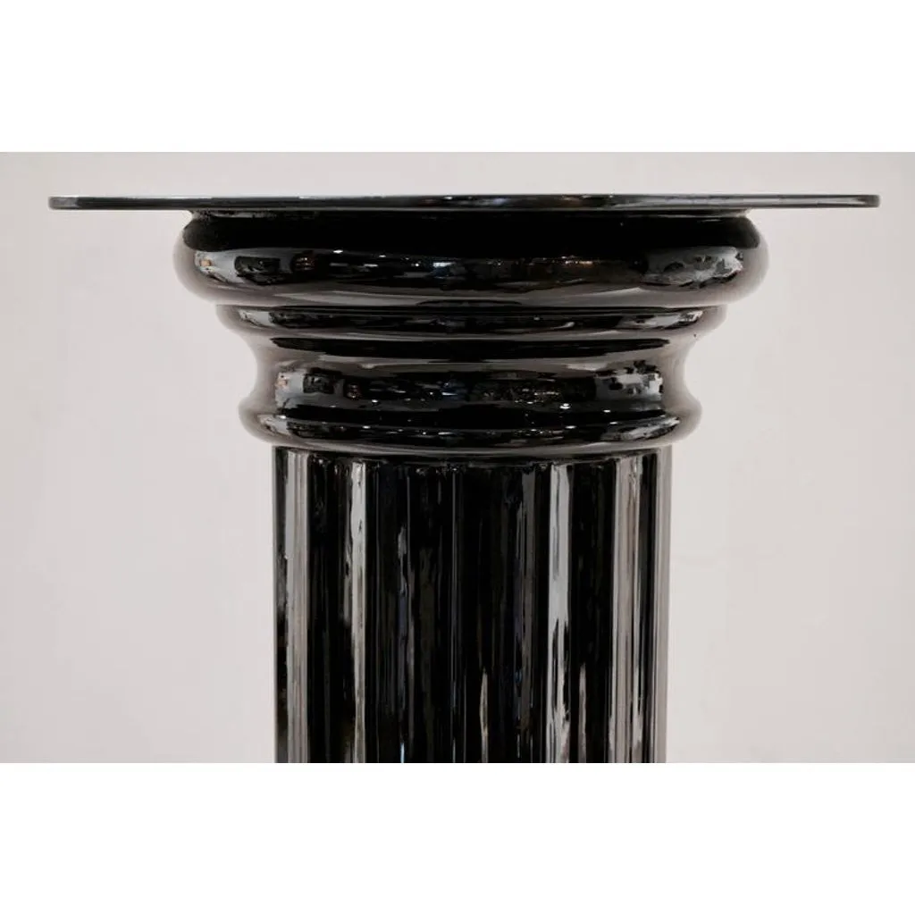 1960s Rare Italian Art Deco Black Glass Round Column