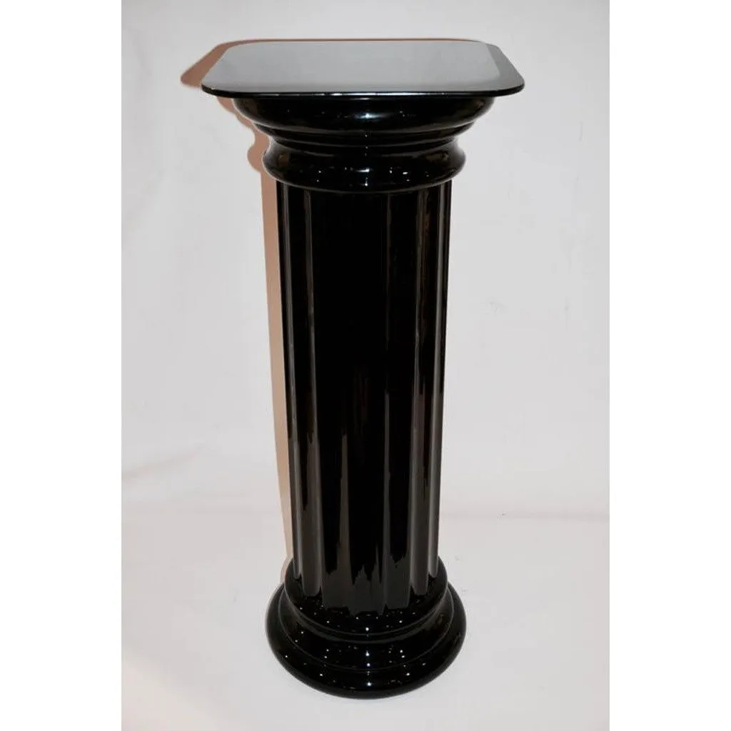 1960s Rare Italian Art Deco Black Glass Round Column