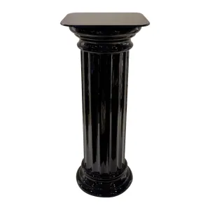 1960s Rare Italian Art Deco Black Glass Round Column