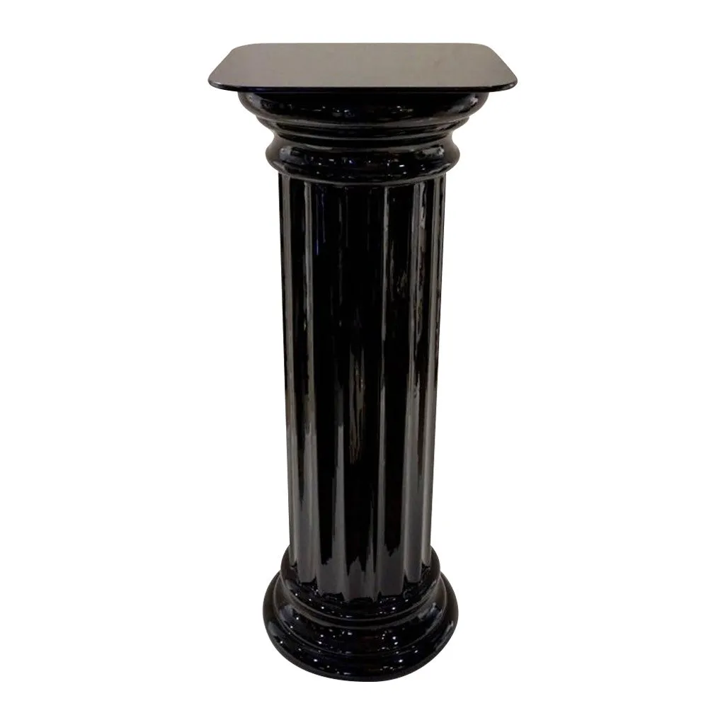 1960s Rare Italian Art Deco Black Glass Round Column