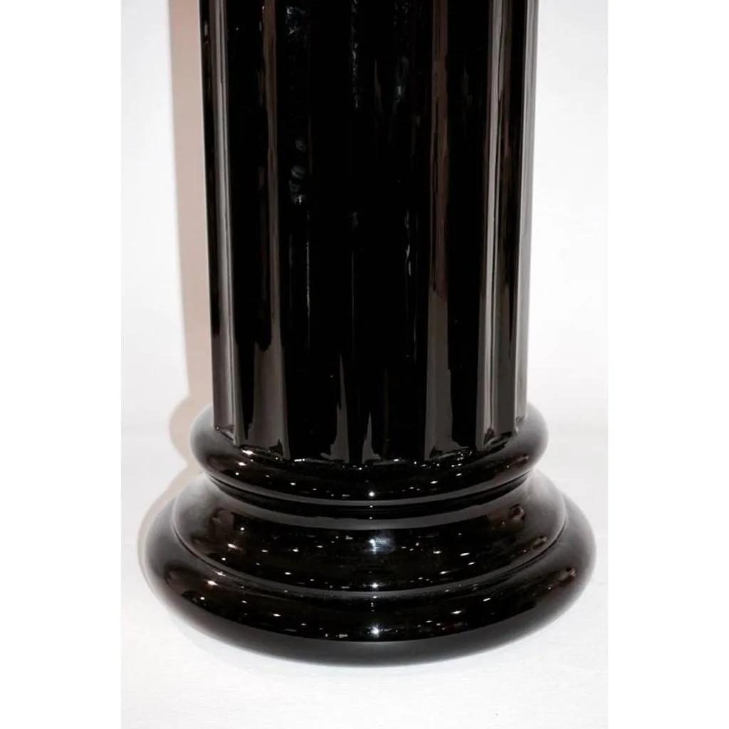 1960s Rare Italian Art Deco Black Glass Round Column
