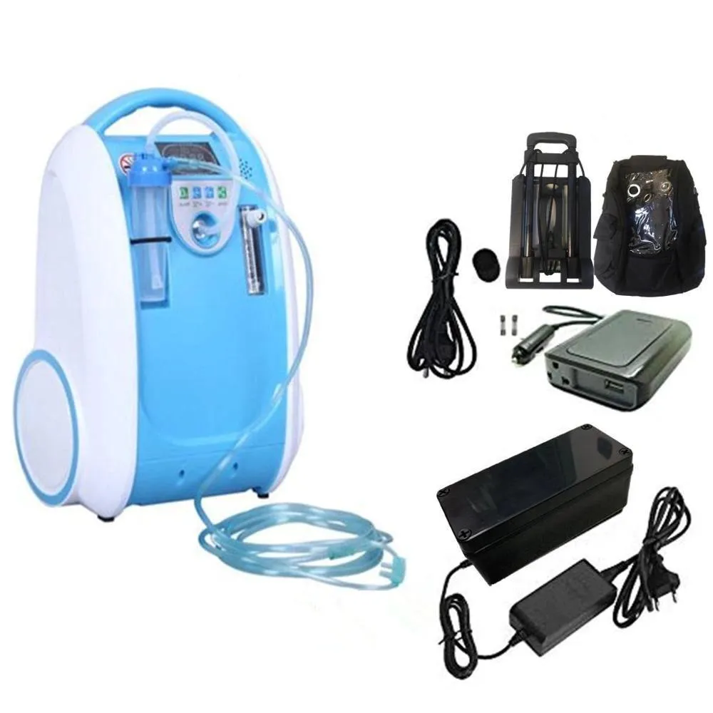 1L-5L/Min Trolley 24hours continuous Portable Oxygen Generator Concentrator Battery/Travel/Home Use Oxygen Machine