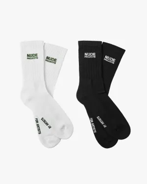 2 PACK LOGO SOCKS BLACK/WHITE