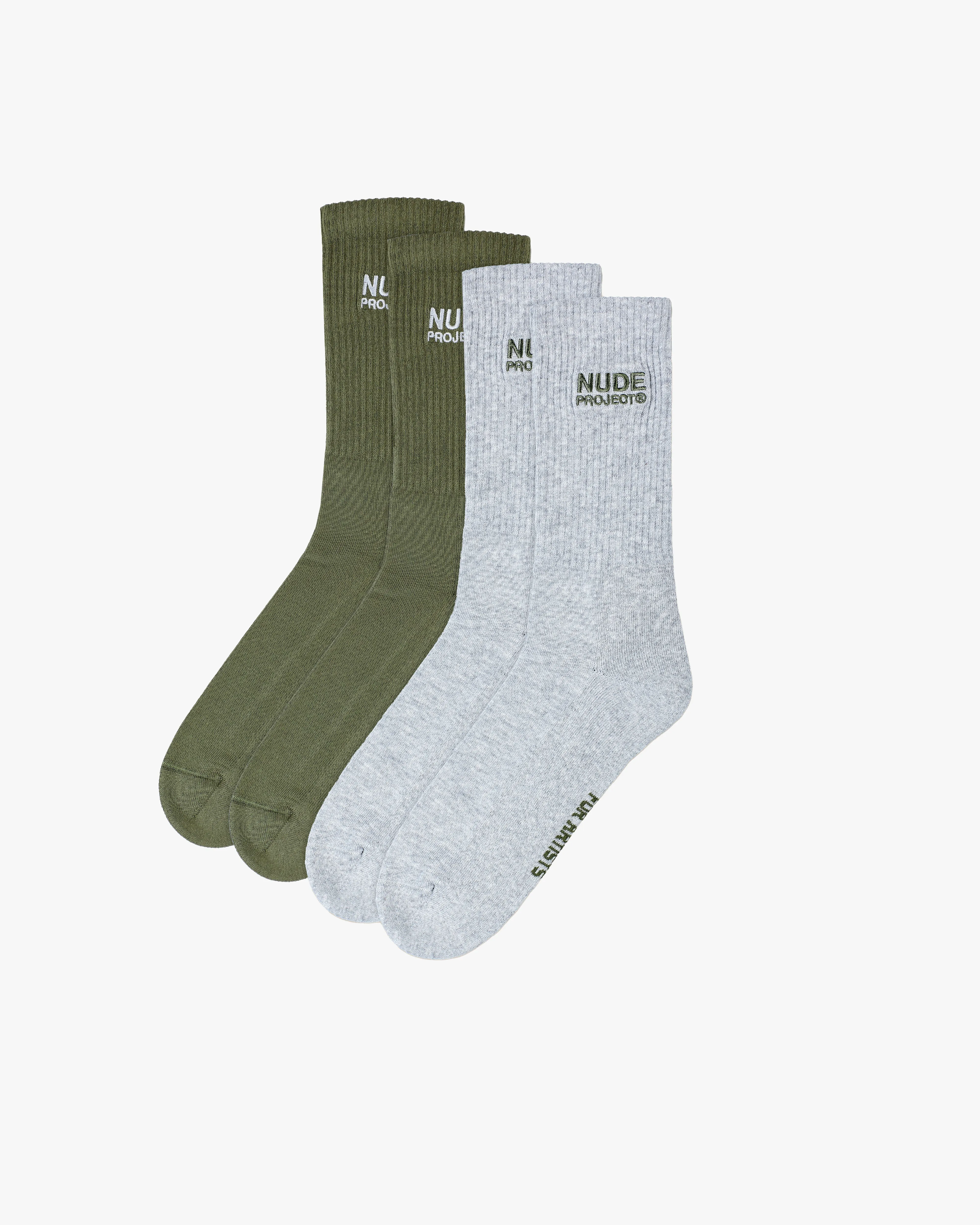 2 PACK LOGO SOCKS GREY/GREEN