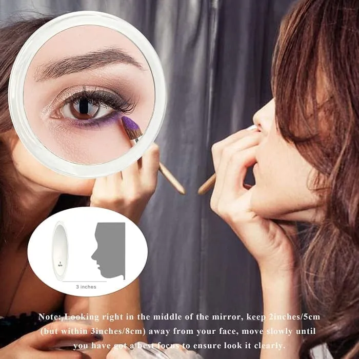 20x Magnifying Hand Mirror With Suction Cups Use For Makeup Application (15 Cm White)