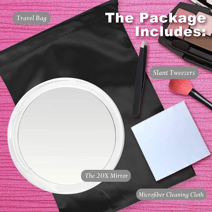 20x Magnifying Hand Mirror With Suction Cups Use For Makeup Application (15 Cm White)