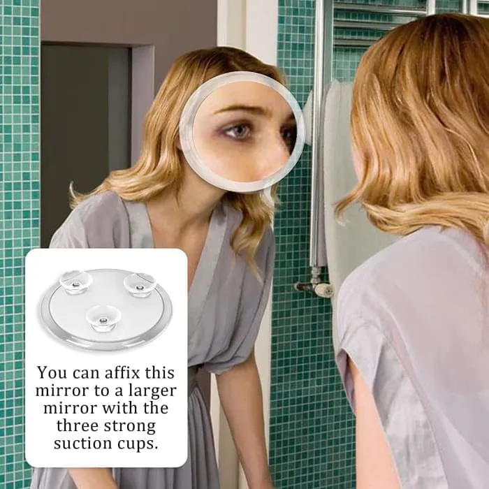 20x Magnifying Hand Mirror With Suction Cups Use For Makeup Application (15 Cm White)