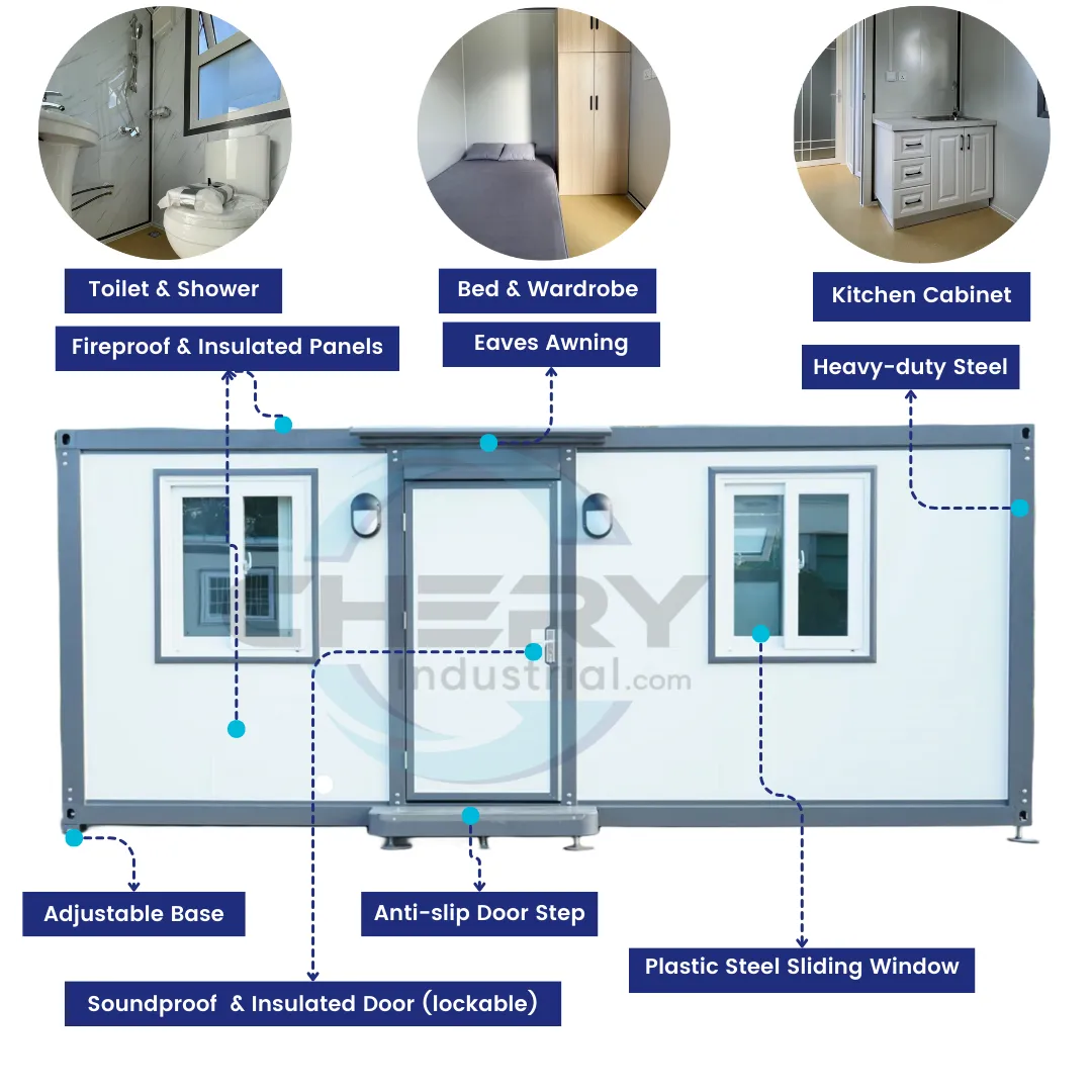 20x7 ft Modern Portable Office with Bedroom
