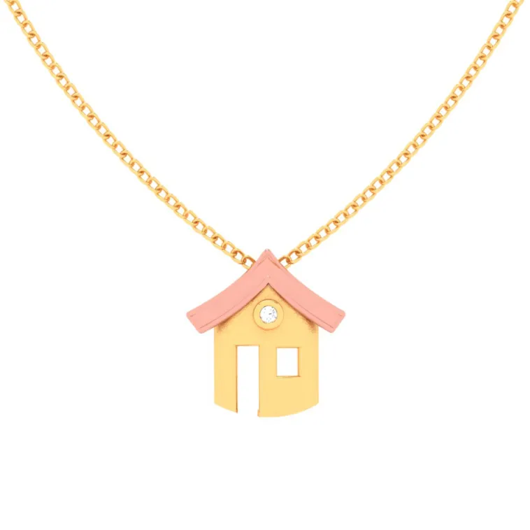 22k Home Shaped Gold Pendant With A Little Stone From Online Exclusive Collection