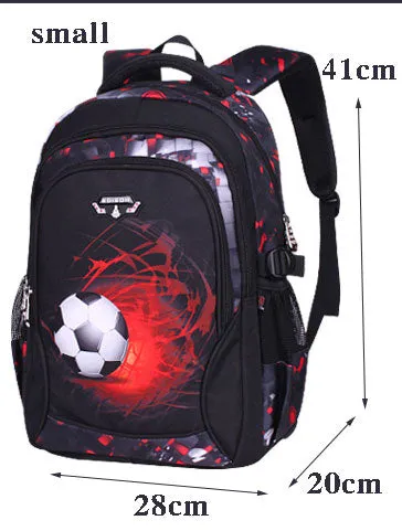 3D Football Print Kids Anime School Backpack Travel Bag