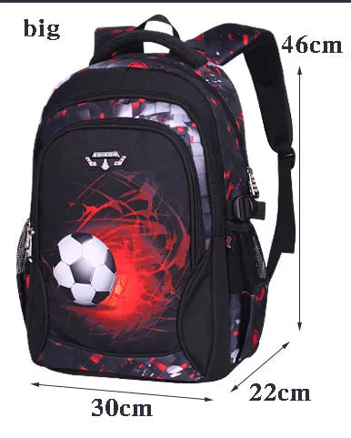 3D Football Print Kids Anime School Backpack Travel Bag