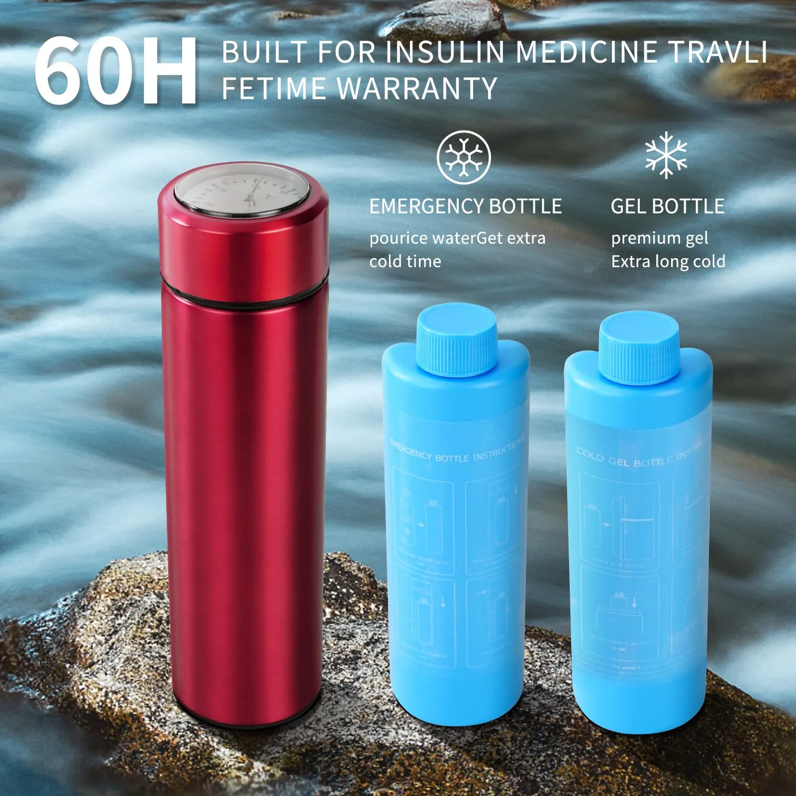 60H Insulin Pens Cooler Travel Case Medication Cooler for Travel TSA Approved Medicine Cooler Medical Diabetic Travel Cooler Bag Epipen Carry Case (Rose Golden) Rose Golden