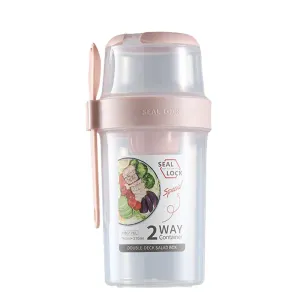 760ml   310ml Double Layer Portable Plastic Salad Cup with Spoon HD-20 PINK