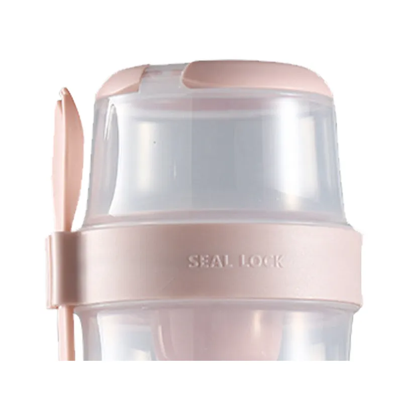 760ml   310ml Double Layer Portable Plastic Salad Cup with Spoon HD-20 PINK