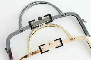 8"/11" Purse Frame With Screws Gunmental And Light Gold 20.5cm/28.5cm
