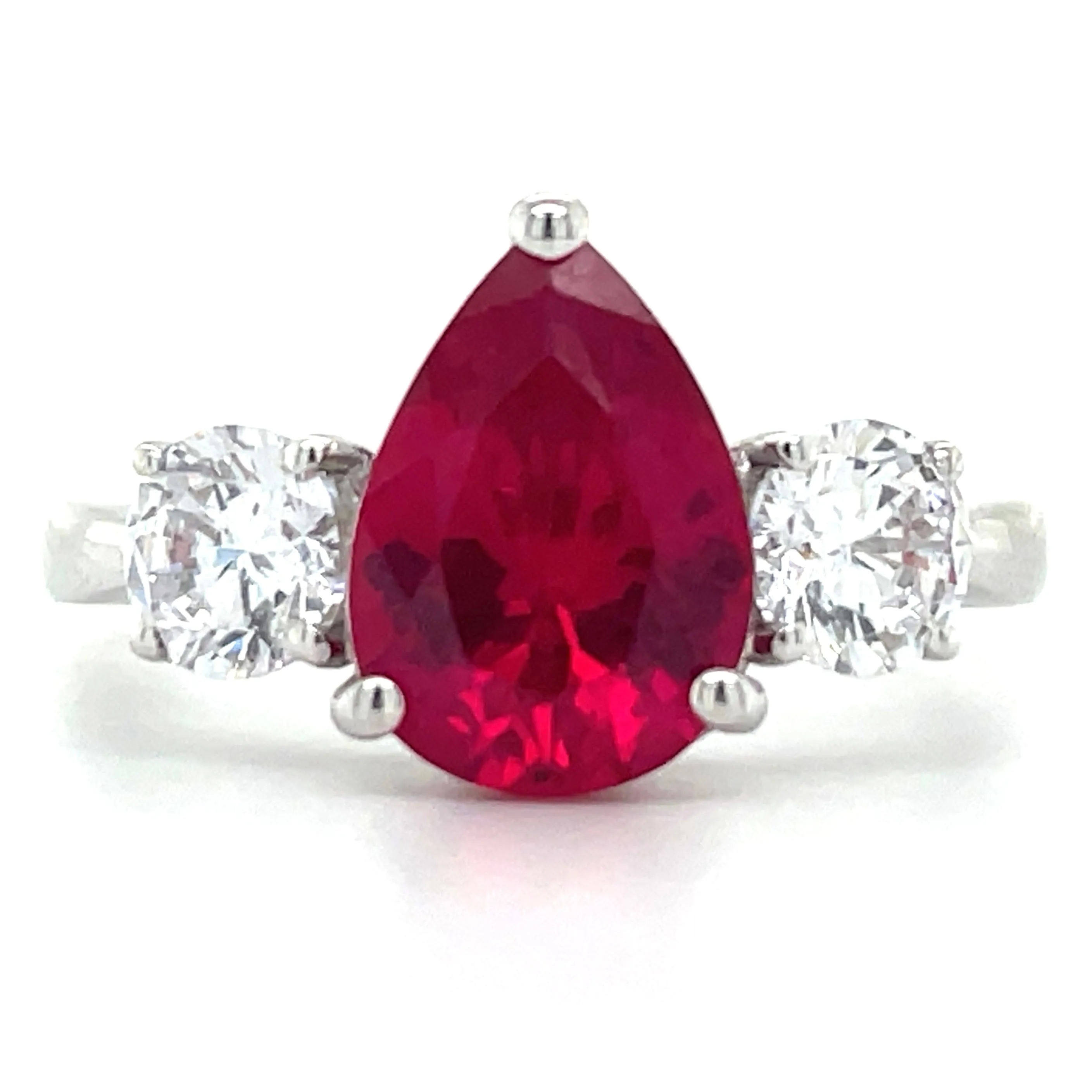 9ct White Gold Cubic Zirconia & Lab Created Ruby Ring