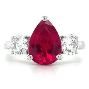 9ct White Gold Cubic Zirconia & Lab Created Ruby Ring