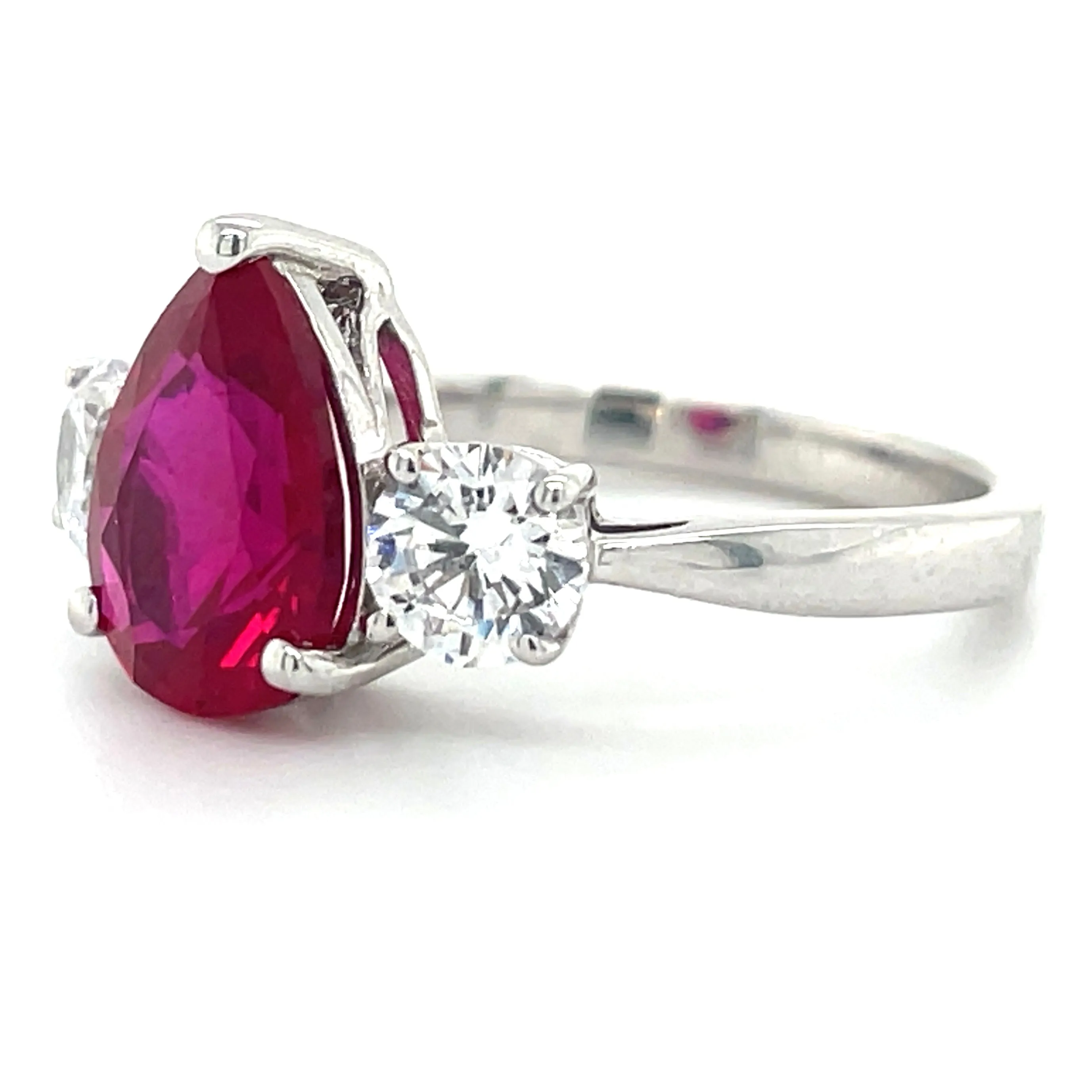 9ct White Gold Cubic Zirconia & Lab Created Ruby Ring