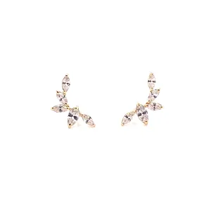 9ct Yellow Gold Cz Marquise Fan Climber Earrings