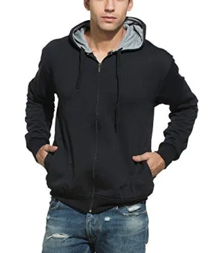 Alan Jones Solid Zipper Hooded Sweatshirt