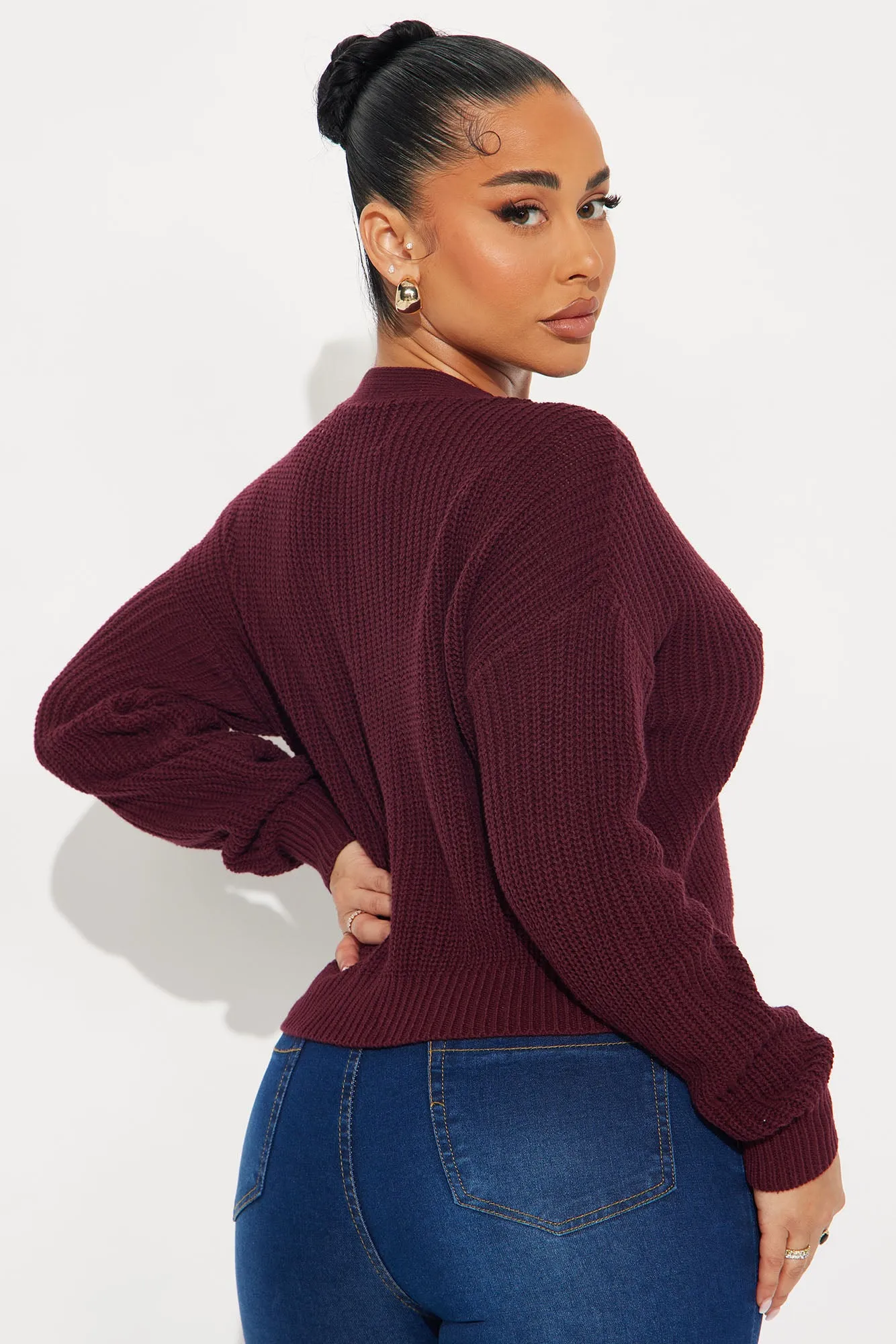 All About The Details Cardigan - Burgundy