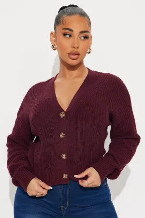 All About The Details Cardigan - Burgundy