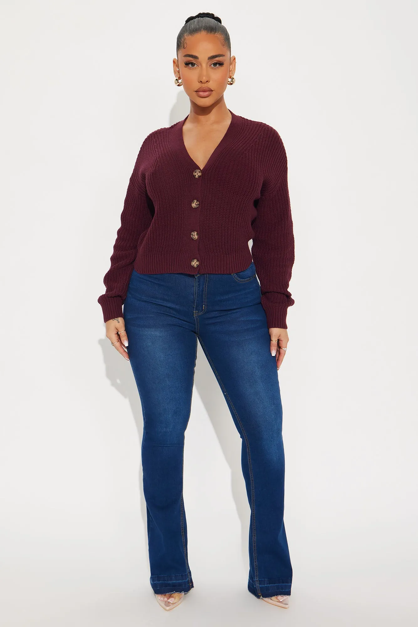 All About The Details Cardigan - Burgundy