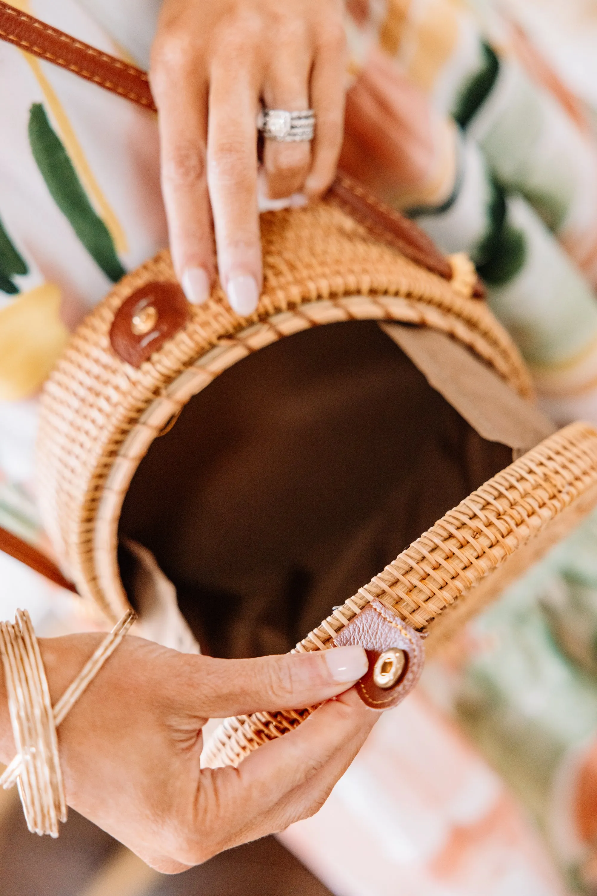 All In Favor Beige Brown Straw Purse