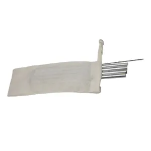 Aluminium Reusable Drinking Straws, 20cm, Set of 4, with Cleaning Brush & Zipper Cotton Bag