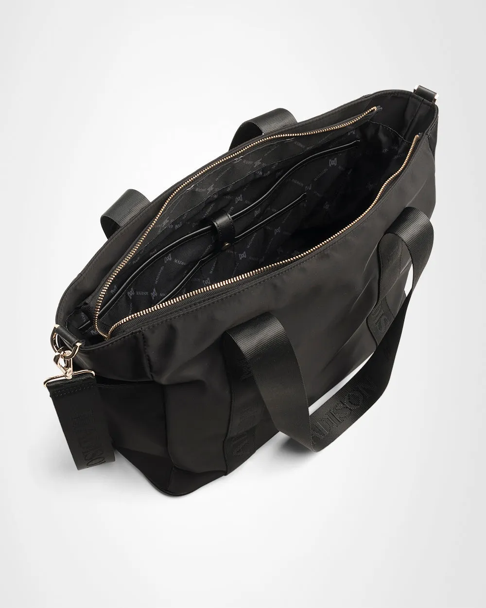 Anita Large Nylon Tote Bag with Monogram Webbing Strap