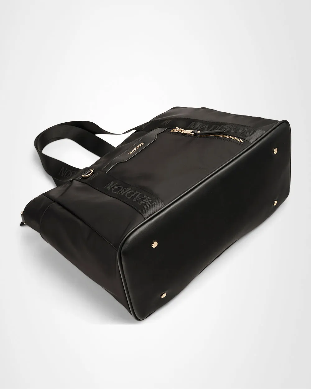 Anita Large Nylon Tote Bag with Monogram Webbing Strap