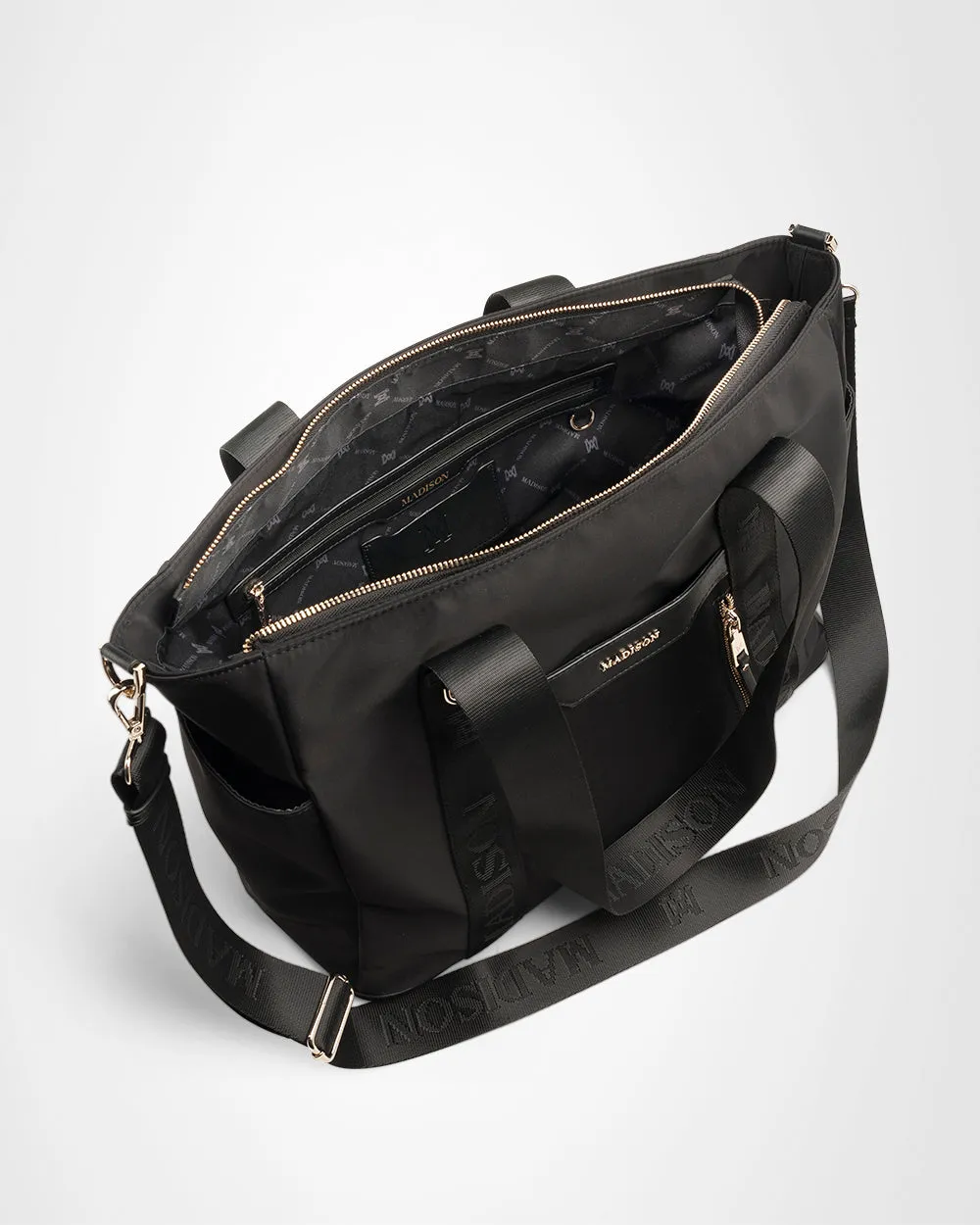 Anita Large Nylon Tote Bag with Monogram Webbing Strap