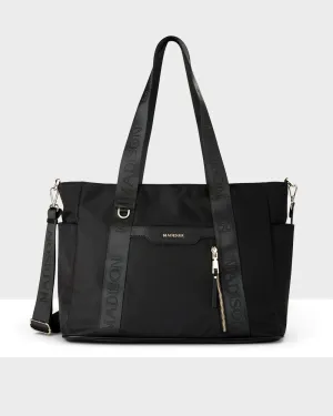 Anita Large Nylon Tote Bag with Monogram Webbing Strap
