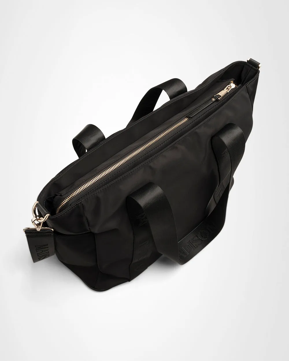 Anita Large Nylon Tote Bag with Monogram Webbing Strap