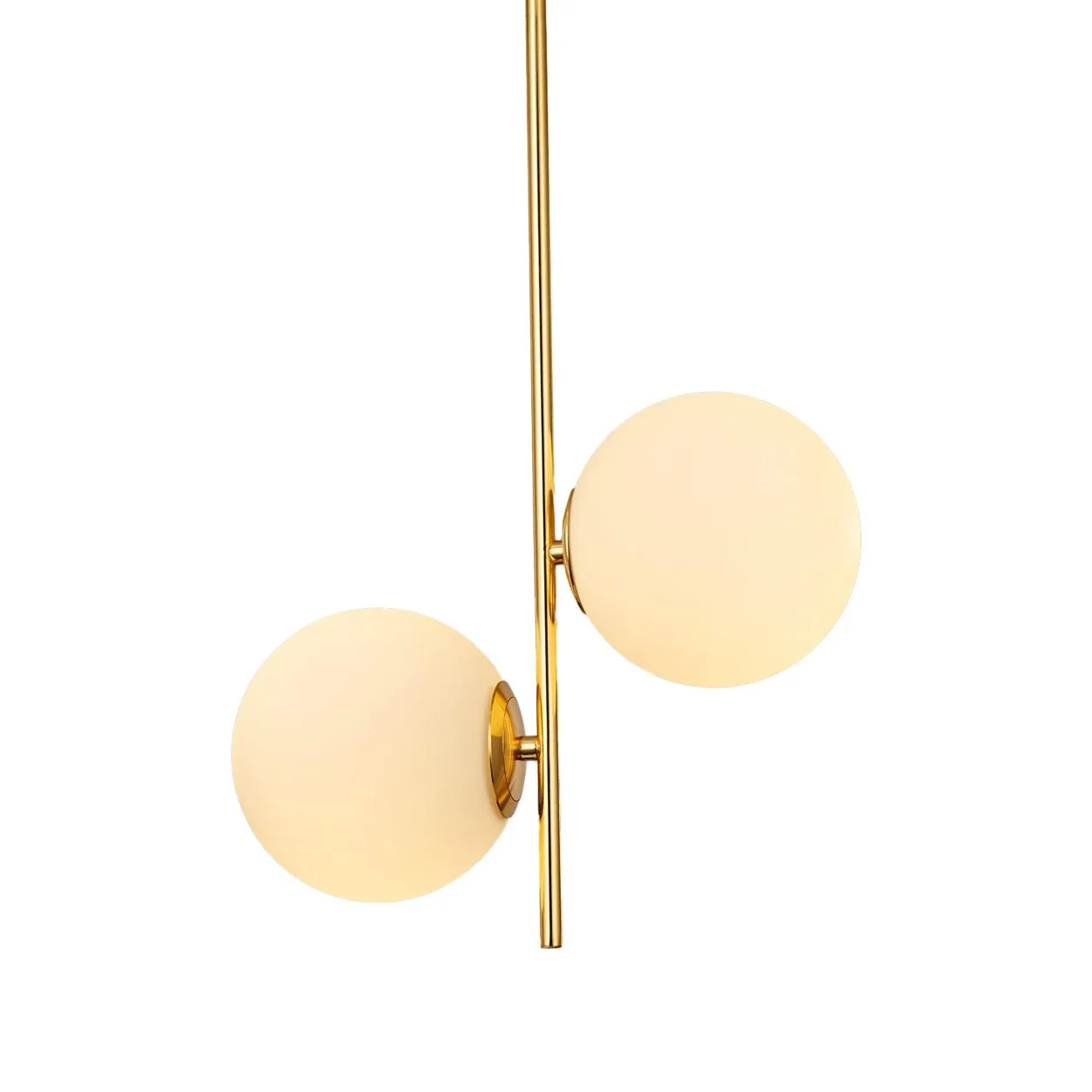ANKUR ARIZONA 2 LIGHT MILKY GLOBE WITH GOLD METAL HANGING LIGHT