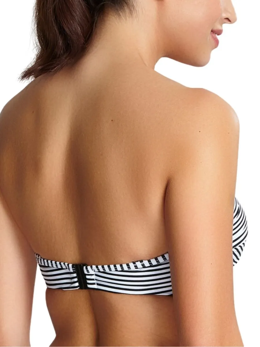 Anya Stripe Bandeau Bikini Top - Black/White