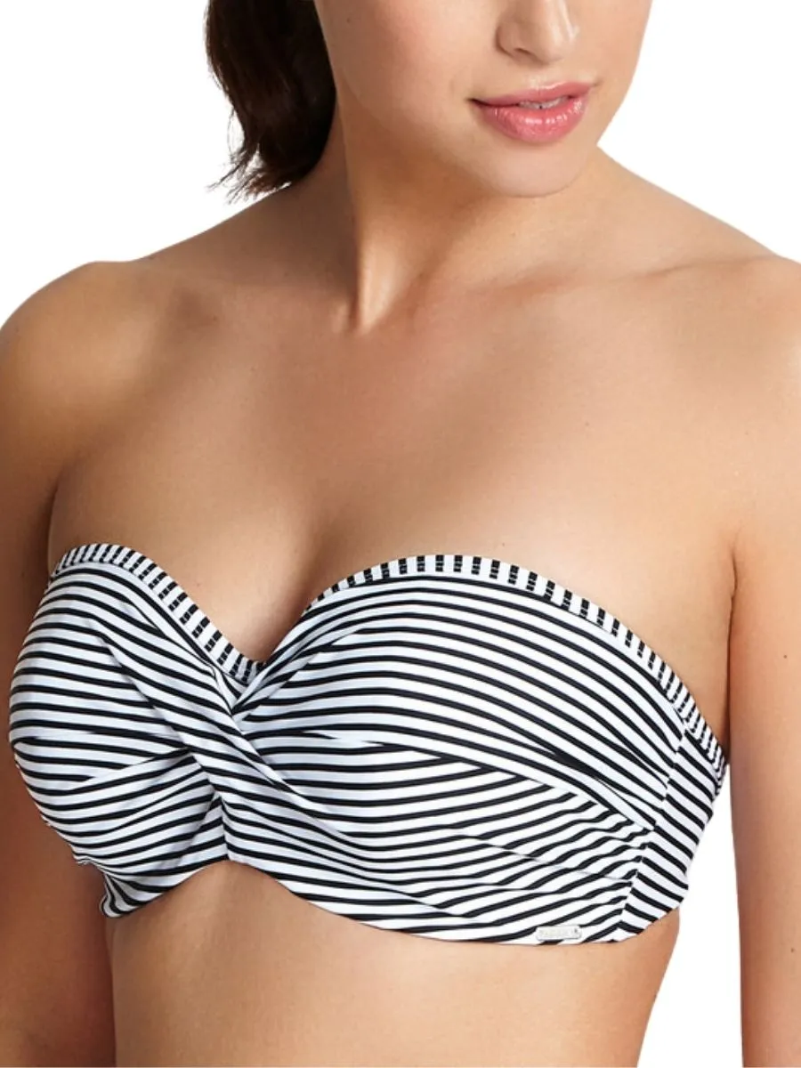Anya Stripe Bandeau Bikini Top - Black/White
