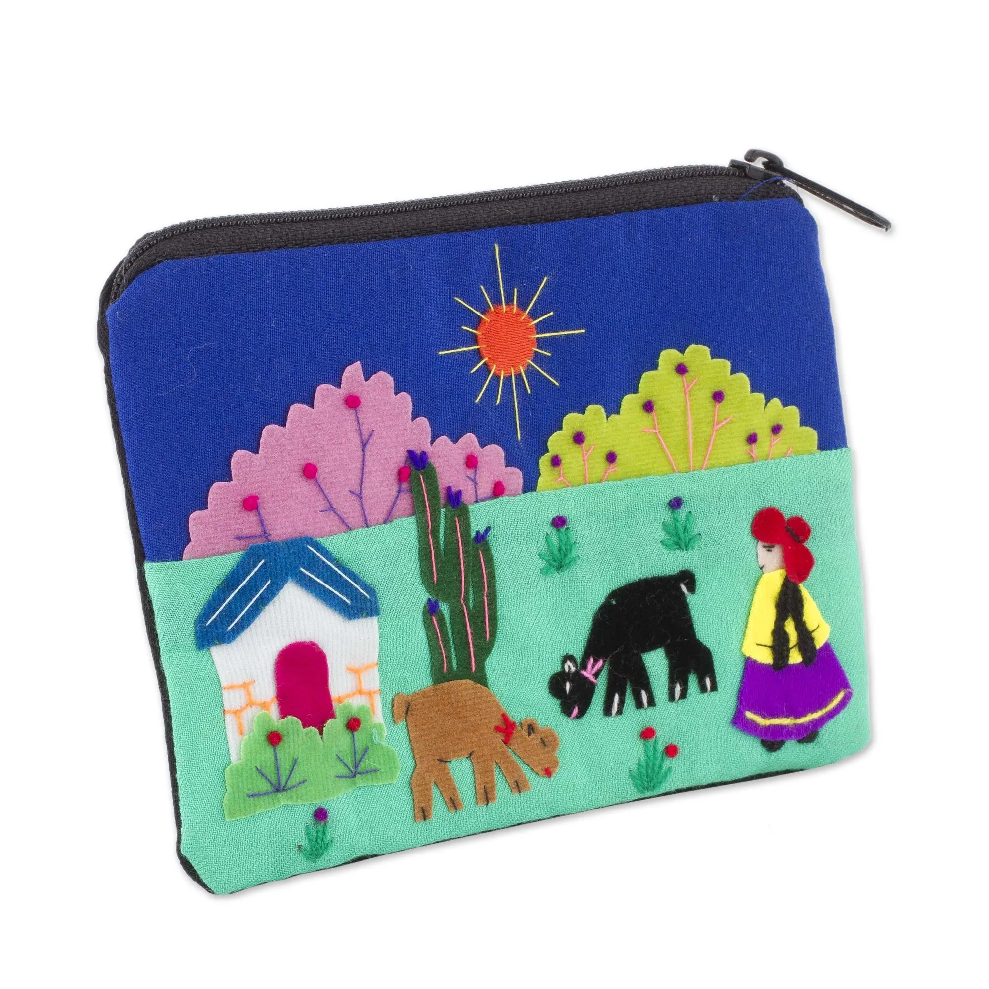 Applique Multicolor Coin Purse from Peru - Andean Sunshine | NOVICA