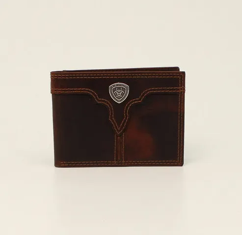 Ariat Center Bump Shield Brown Bifold Wallet A3550202