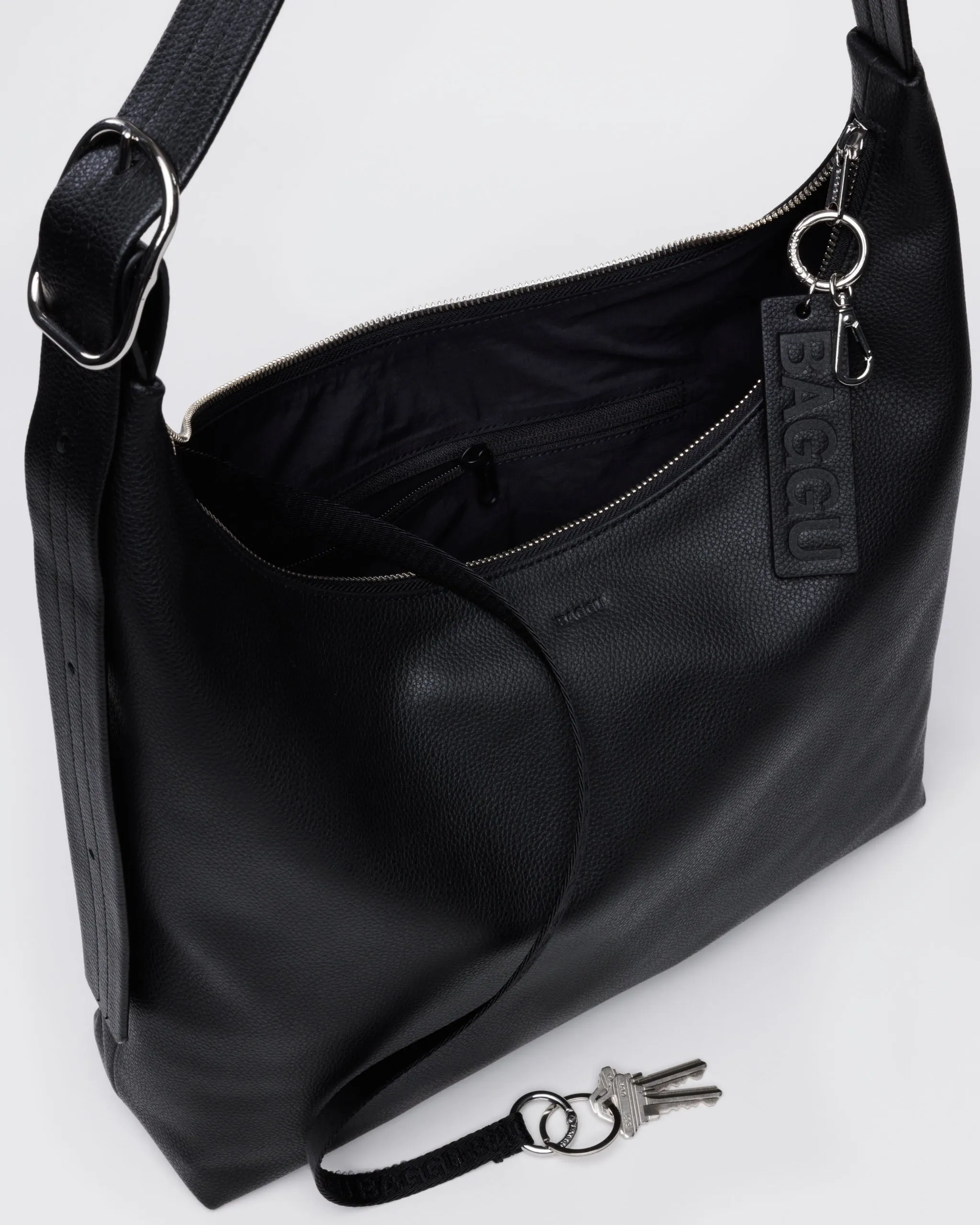 Baggu Recycled Leather Shoulder Bag - Black